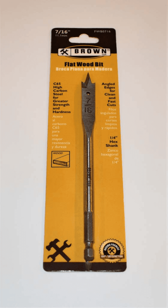 Brown Flat Wood bit 1-3/8 Inches and 7/16 inches for use in wood and wood-like materials. - FWB0138 - (3/8 inches) - FWB716 - (7/16 inches) Brown Flat Wood bit 1-3/8 Inches and 7/16 inches for use in wood and wood-like materials. - FWB0138 - (3/8 inches) - FWB716 - (7/16 inches)